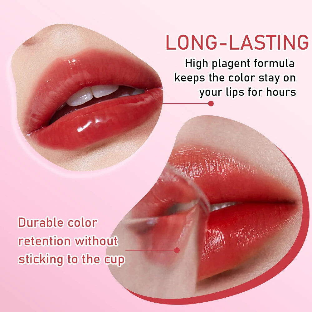 Rave Lady 2 In 1 Double-End Matte Moisturizing Lip Oil Glaze Gloss Glass Shimmer Liquid Lipstick Glossy Mirror Shine Lip Care